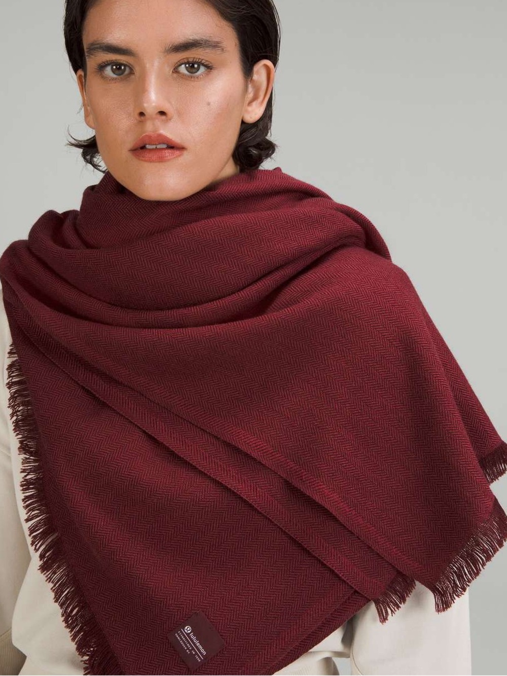 NWT Lululemon Woven Wool Scarf In Beautiful Burgundy